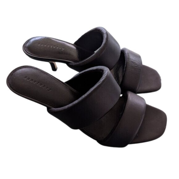 Sanctuary Women's Black Likely Square Toe Heel Sandals Memory Foam 9.5 - Picture 2 of 11